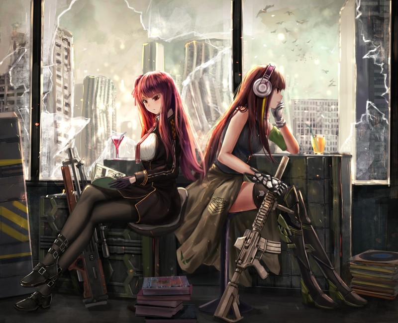 持枪红发美少女高清壁纸合集