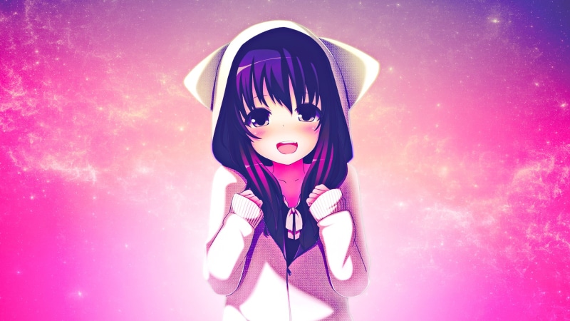 脸红的二次元少女壁纸