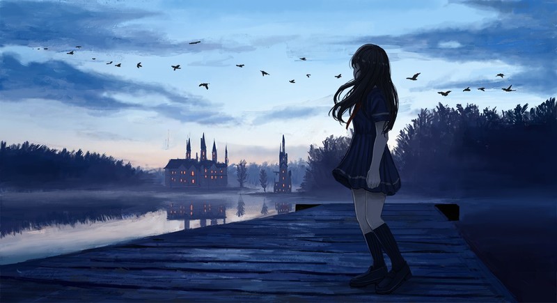 氛围感拉满！暗黑少女城堡天空壁纸合集