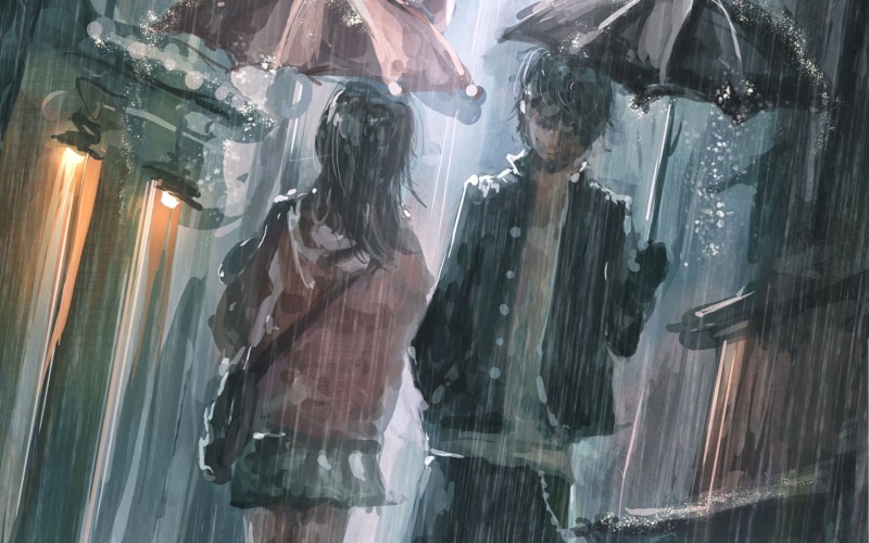 雨夜街头的动漫少年壁纸合集