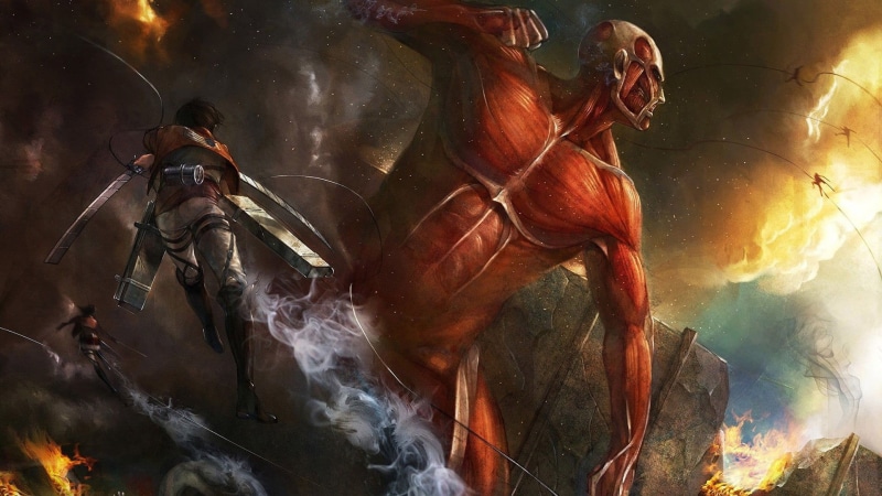 进击的巨人同人壁纸：艾伦米卡莎骑马名场面合集