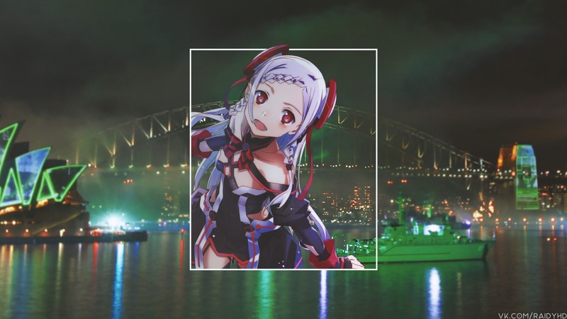 动漫少女 动漫 画中画 红瞳 张嘴 高清壁纸