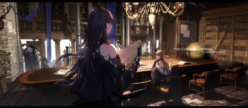 Pixiv画师swd3e2绘制的长发幻想少女涂鸦合集