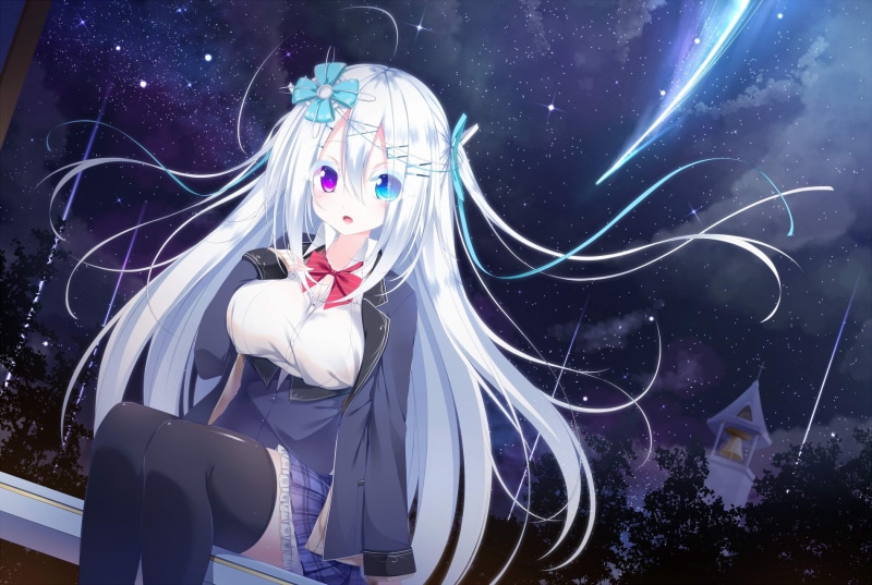 绝美二次元壁纸合集 长发少女坠入星夜
