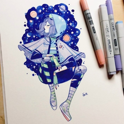 12张高清手绘漫画女生头像 适合当QQ头像的氛围感图