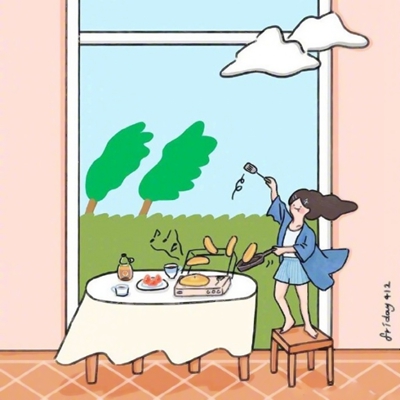 女生日常手绘插画头像合集 8张高清少女日常插画头像