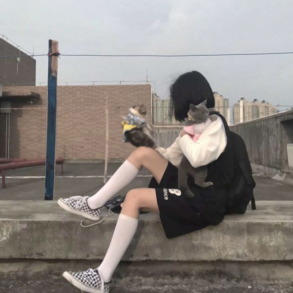 抱着猫不露脸的侧面女生头像 14张高清最新图
