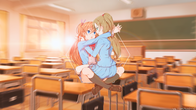 百合少女校服壁纸 画中画氛围感拉满