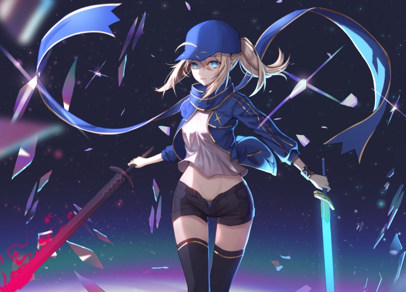 Fate/Grand Order 动漫壁纸,1080P高清手机壁纸,毛衣穿搭动漫少女肖像照,蓝枪兵动漫形象,室内氛围感人像,长发女生正对镜头写真