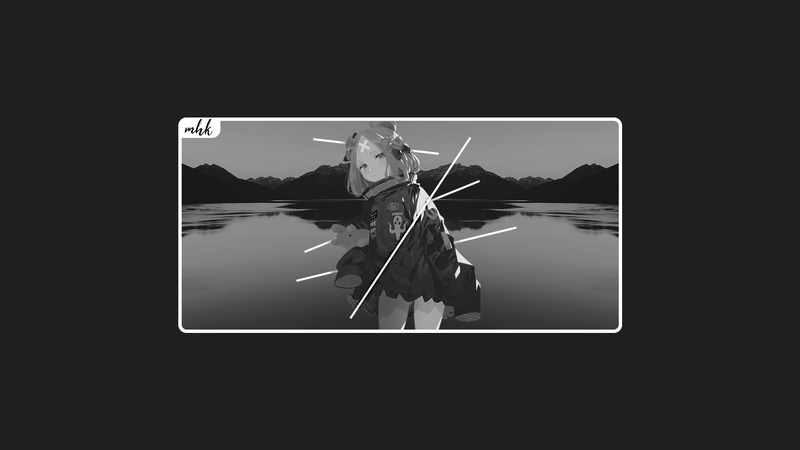 黑白极简风动漫少女壁纸合集