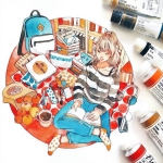 女生水彩头像合集！7张超清唯美个性手绘头像图