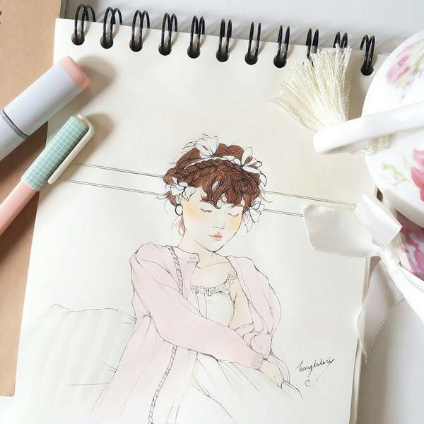 纸上手绘女生头像合集 34张超高清纸质手绘女头素材