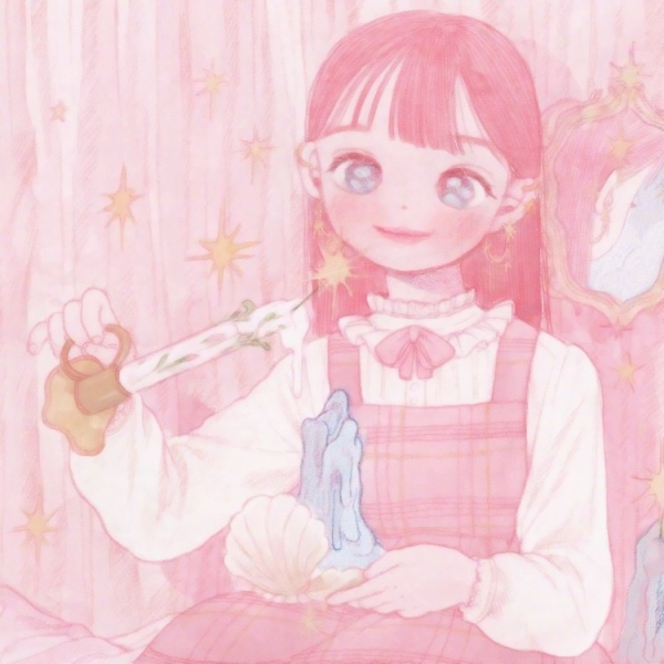 5张粉色可爱女生手绘头像，超清又好看