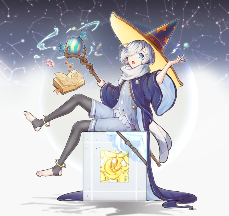 动漫少女巫女帽蓝眼高清壁纸