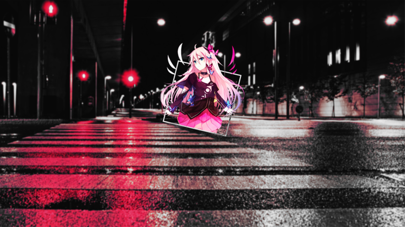 黑暗背景下的画中画动漫少女壁纸合集