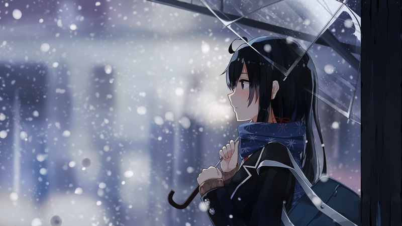 我的青春恋爱物语果然有问题 雪之下雪乃 动漫少女 动漫 1080P 雨伞高清壁纸
