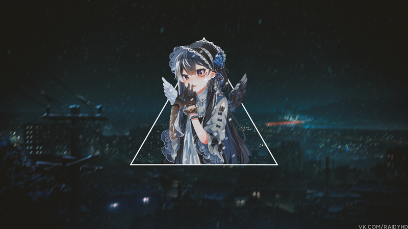 二次元少女壁纸 画中画翅膀高清壁纸