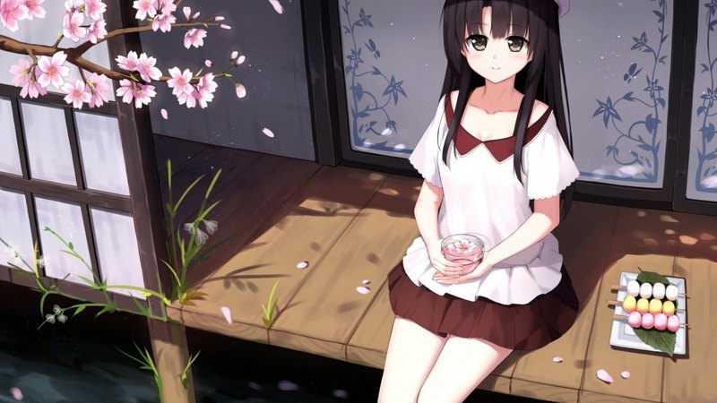樱花屋少女美食动漫树木高清壁纸