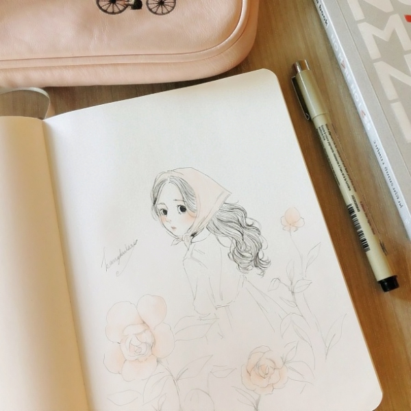 纸上手绘女生头像合集 34张超高清纸质手绘女头素材