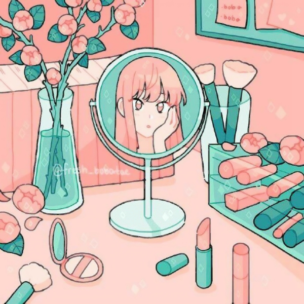 软妹必备！10张超高清粉色系少女手绘头像