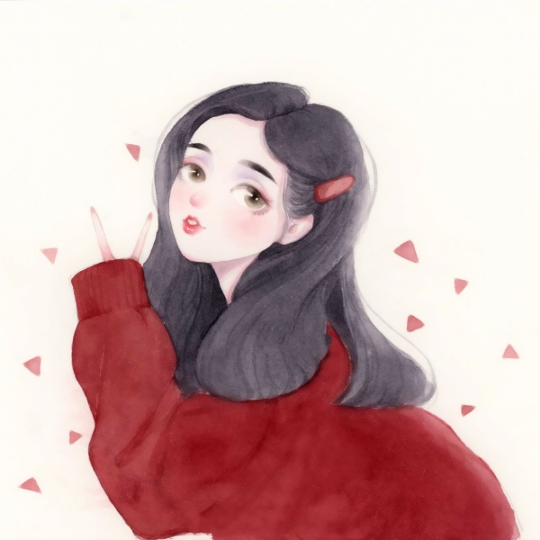 16张超好看的简约彩色手绘女生头像，高清质感拉满