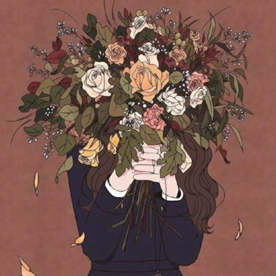 9张高清文艺风拿花动画女生头像 快来挑头像啦