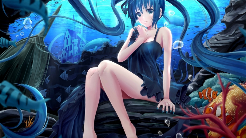 绝美落泪初音未来 珊瑚海洋动漫壁纸