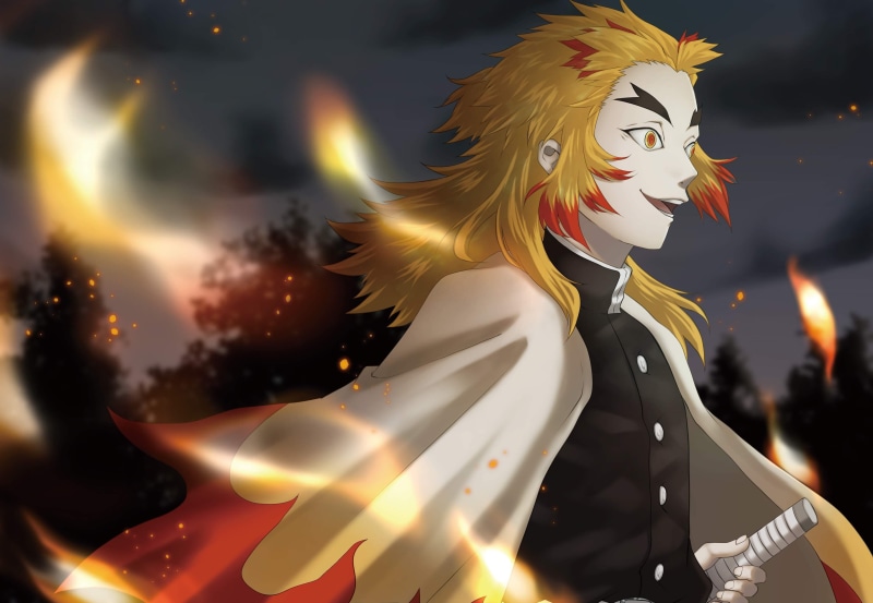 2K高清鬼灭之刃炎柱炼狱杏寿郎金发壁纸合集