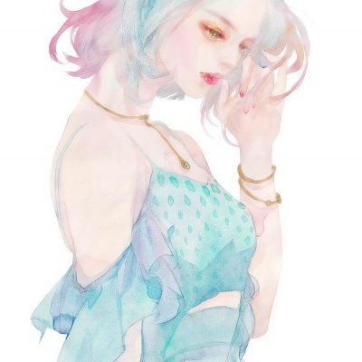 9张超治愈的水彩手绘女生头像 氛围感拉满