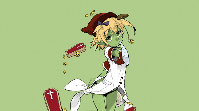 绿肤绿眼金发短发的微笑魔物少女壁纸合集