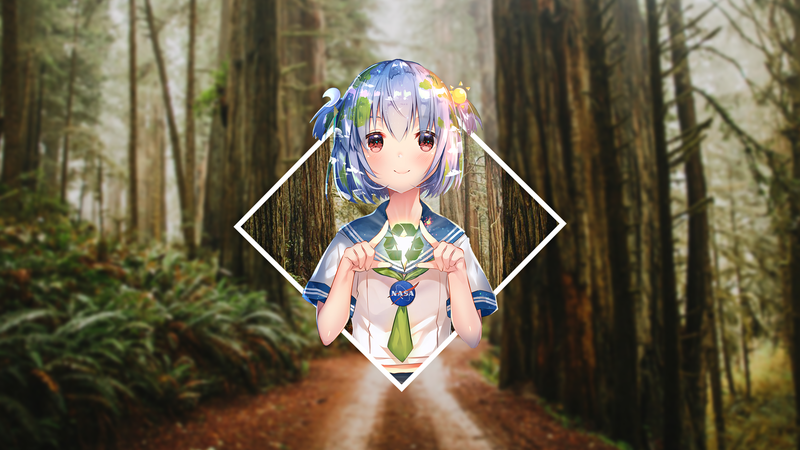 超吸睛！二次元少女×地球酱 日本动漫风分屏壁纸合集