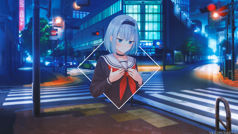 动漫少女画中画高清壁纸