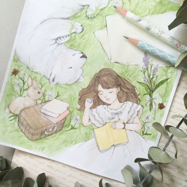 纸上手绘女生头像合集 34张超高清纸质手绘女头素材