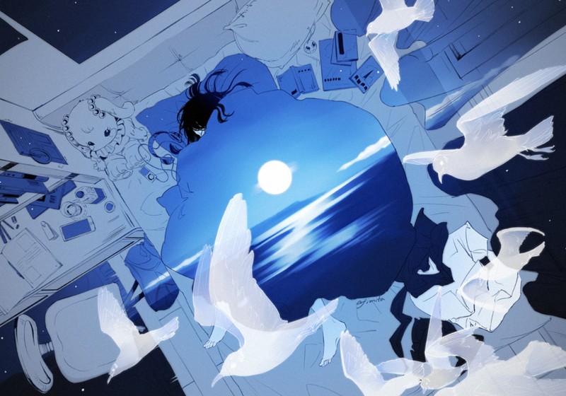 二次元少女蓝调睡颜壁纸合集