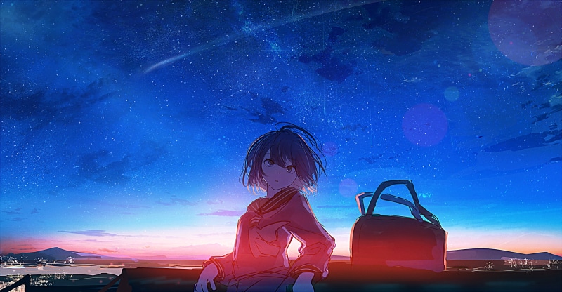 二次元校服少女落日壁纸合集