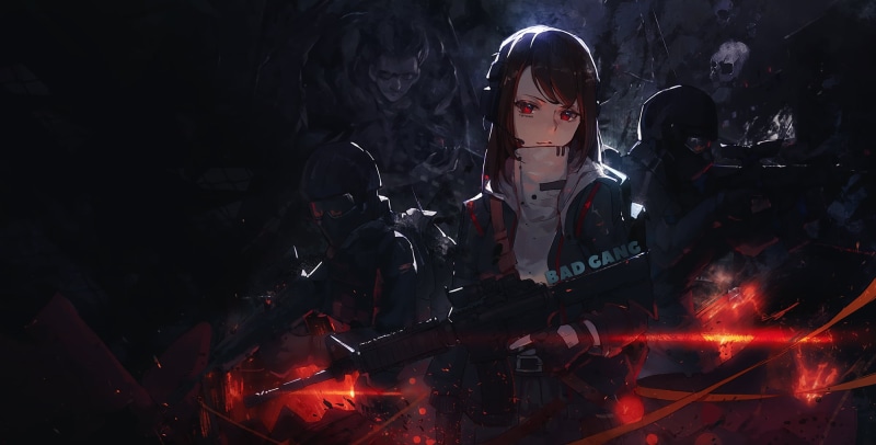 焊枪火花里的动漫少女们