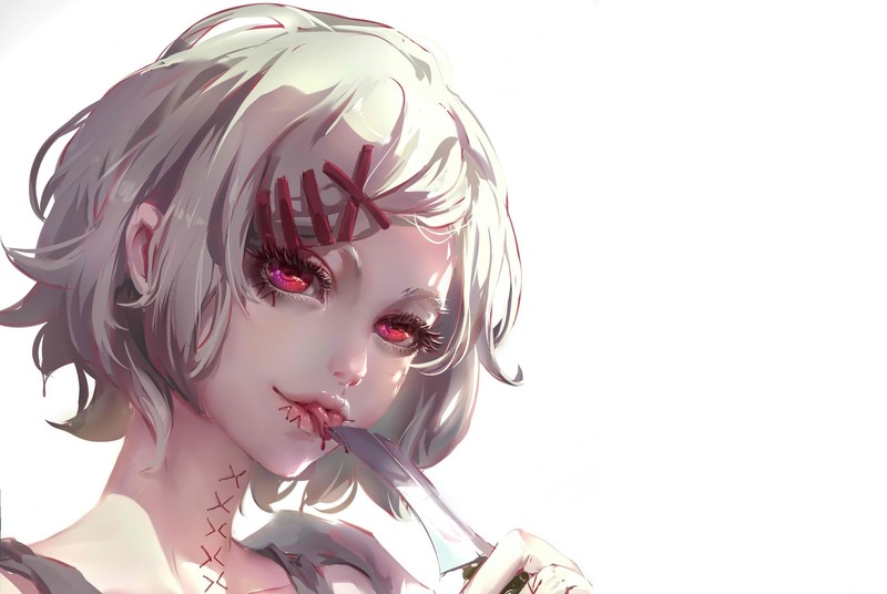 东京喰种同人壁纸合集 红眸少女持刀带血吐舌