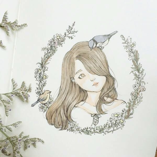 纸上手绘女生头像合集 34张超高清纸质手绘女头素材