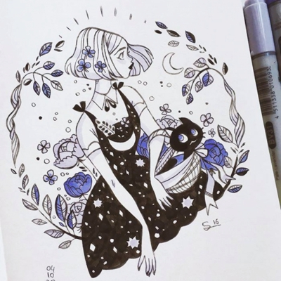 12张高清手绘漫画女生头像 适合当QQ头像的氛围感图