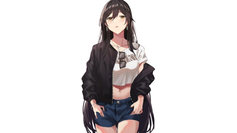 长发戴眼镜极简风动漫少女壁纸
