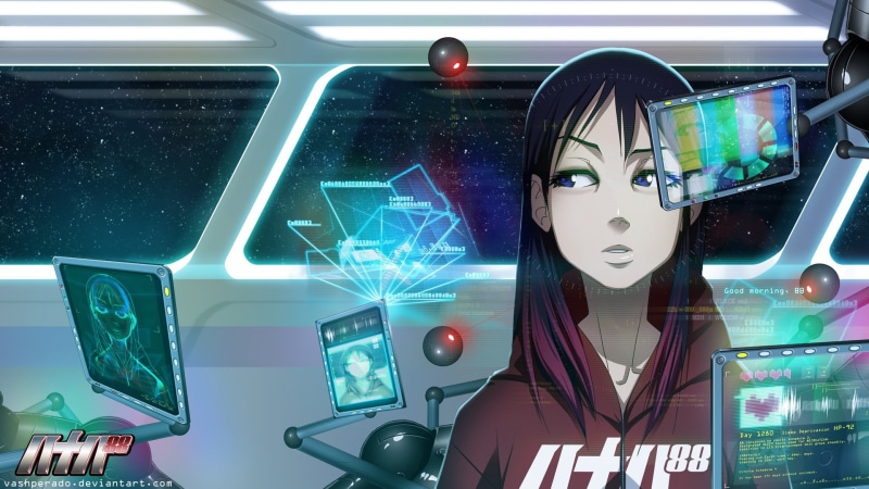 赛博朋克风二次元少女壁纸｜未来星际座舱氛围感拉满