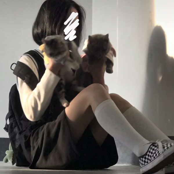 抱着猫不露脸的侧面女生头像 14张高清最新图