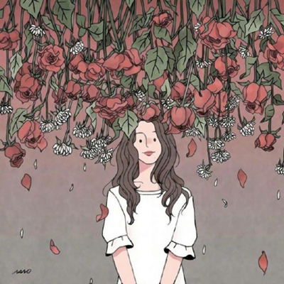 9张高清文艺风拿花动画女生头像 快来挑头像啦