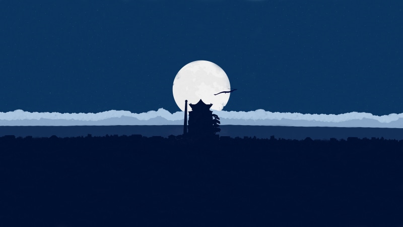 千与千寻极简风壁纸上新！蓝空月影氛围感拉满