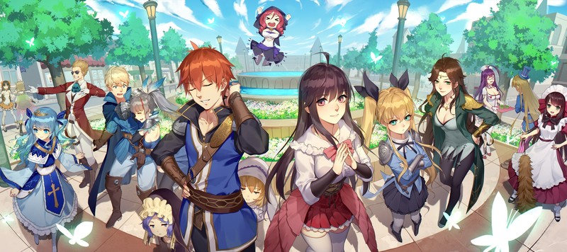 街头喷泉旁的二次元同人壁纸合集