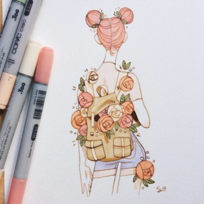 12张高清手绘漫画女生头像 适合当QQ头像的氛围感图