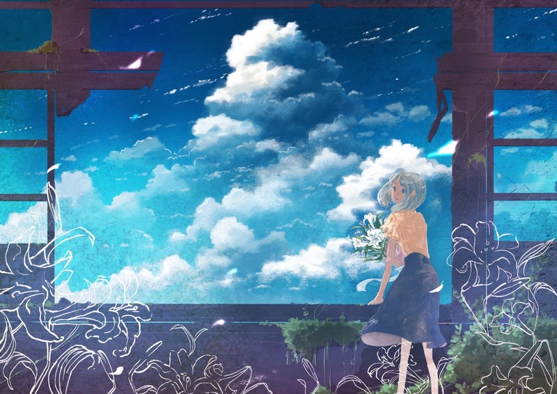 绝美二次元少女天空壁纸合集