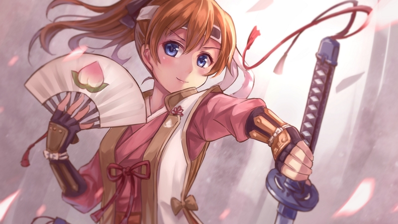 穿著服裝的魔法少女劍士壁紙