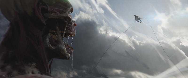 《进击的巨人》三笠与超大型巨人高清壁纸合集