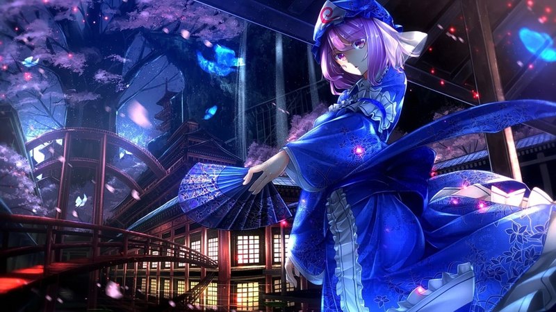 蓝和服少女 动漫高清壁纸
